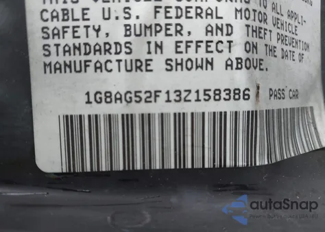2003 Saturn Ion Level 1 z USA, uszkodzony, nr VIN 1G8AG52F13Z158386